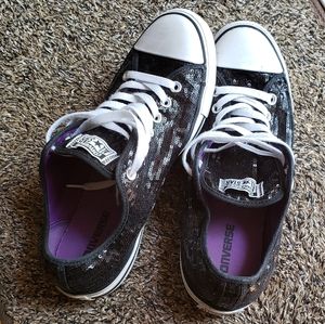 Black Sequin Converse Shoes
